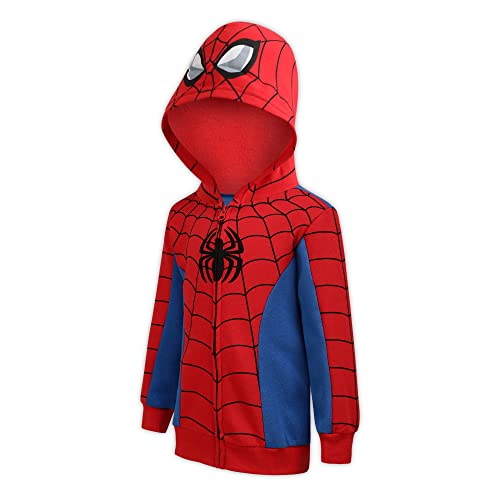 Marvel Avengers Captain America and Spider-Man Boys Zip-Up Hoodie for Toddlers and Big Kids – Blue/Red/White