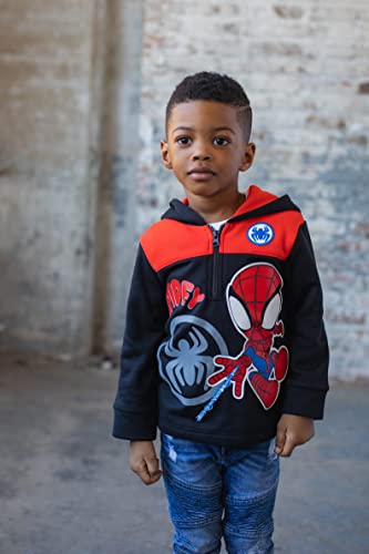 Marvel Spider-Man Toddler Boys Fleece Half Zip Hoodie Black 2T