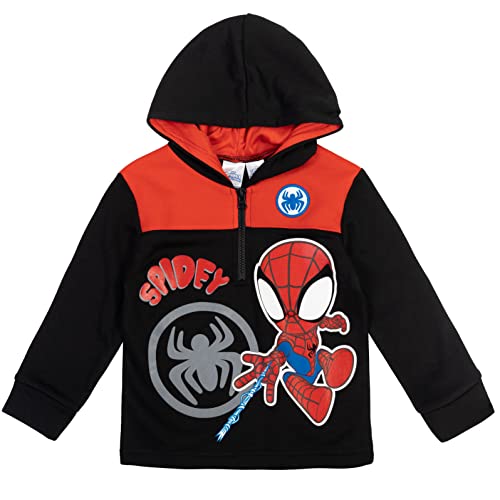 Marvel Spider-Man Toddler Boys Fleece Half Zip Hoodie Black 2T