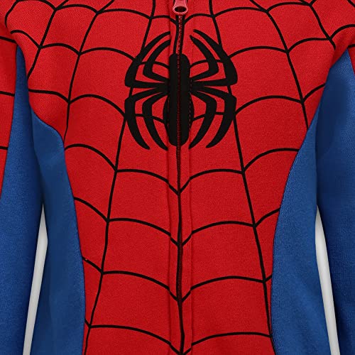 Marvel Avengers Captain America and Spider-Man Boys Zip-Up Hoodie for Toddlers and Big Kids – Blue/Red/White
