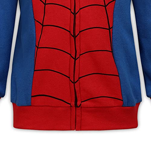 Marvel Avengers Captain America and Spider-Man Boys Zip-Up Hoodie for Toddlers and Big Kids – Blue/Red/White