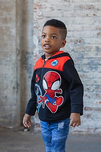 Marvel Spider-Man Toddler Boys Fleece Half Zip Hoodie Black 2T