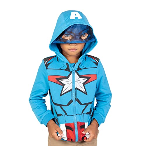 Marvel Avengers Captain America Little Boys Fleece Zip Up Hoodie Mask Captain America 4-5