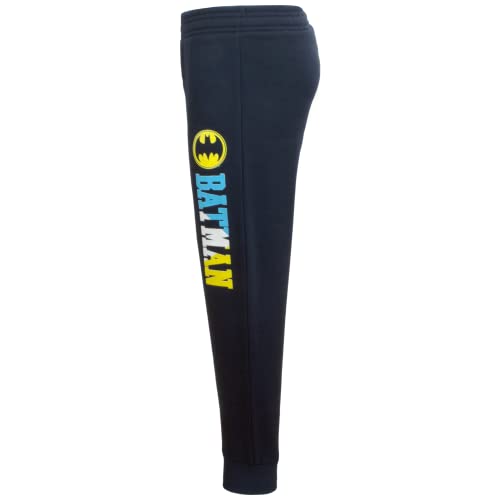 BATMAN 2-Piece Fleece Top/Pants Set for Boys and Toddlers, DC Comics Fleece Hooded Sweatshirt or T-Shirt and Pants for Boys and Toddlers (Grey 2, Size 8)