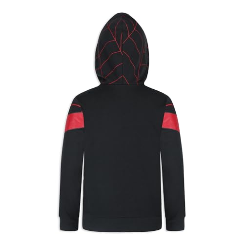Marvel Miles Morales Spider-Man Boys Zip Up Hooded Sweatshirt for Toddlers, and Big Kids – Black/Red