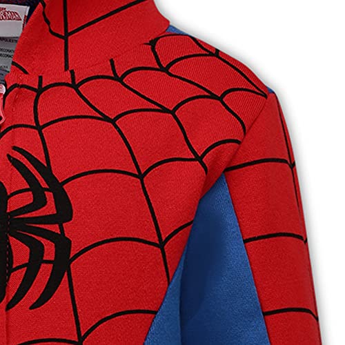 Marvel Avengers Captain America and Spider-Man Boys Zip-Up Hoodie for Toddlers and Big Kids – Blue/Red/White