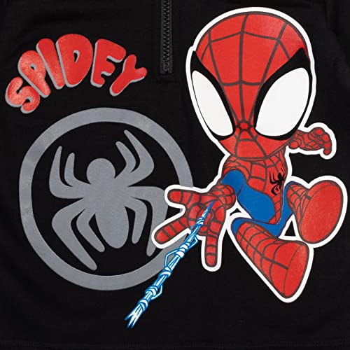 Marvel Spider-Man Toddler Boys Fleece Half Zip Hoodie Black 2T