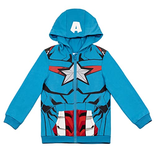 Marvel Avengers Captain America Little Boys Fleece Zip Up Hoodie Mask Captain America 4-5