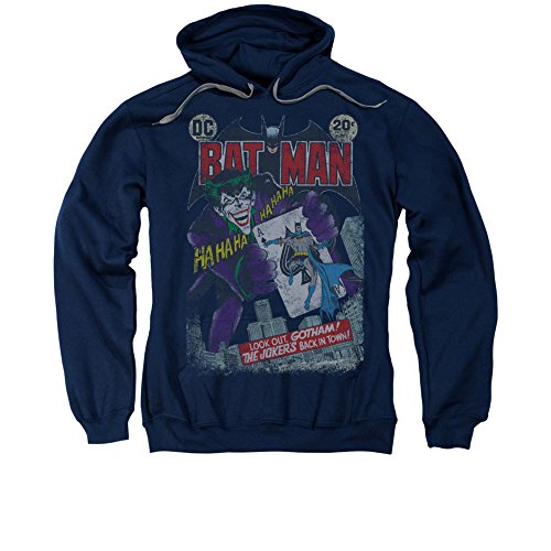 Batman DC Comics Joker Distressed Hoodie Blue Adult