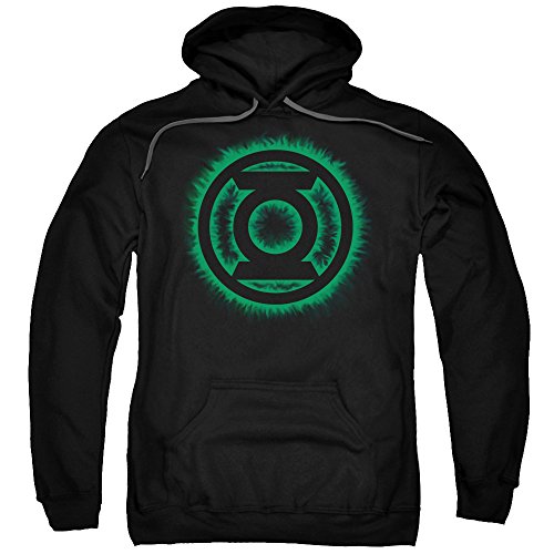 Green Lantern Logo Adult Hoodie in Green Flame