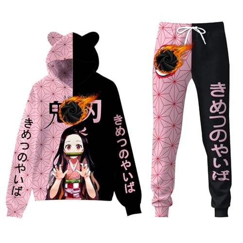 MANIHOWL Anime Nezuko Hoodie Sweatpants Merch Set