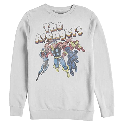 Marvel Avengers Men's Pullover Crew Fleece, White, X-Large