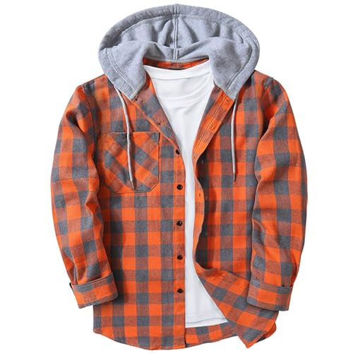 Men's Muscularfit Red Plaid Hooded Anime Sweatshirt