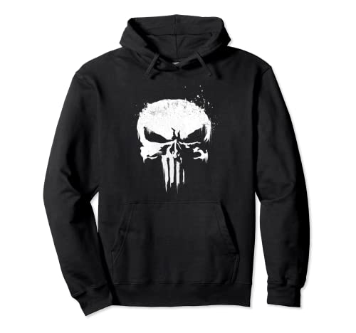 Marvel Punisher White Ink Splatter Skull Logo Hoodie