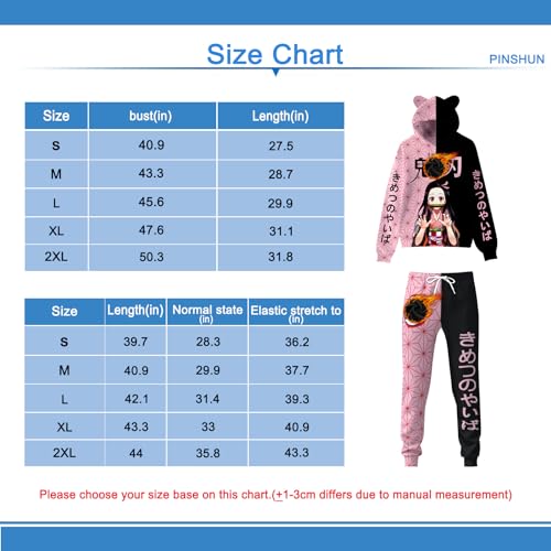 MANIHOWL Anime Nezuko Hoodie Sweatpants Merch Set