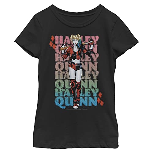 DC Comics Harley Name Stack T-Shirt, Black - Small
