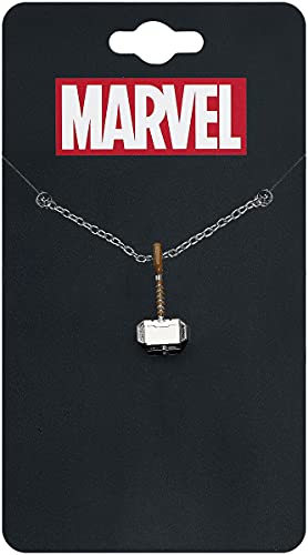 Official Marvel Thor Hammer Pendant Necklace, Unisex, Silver-plated