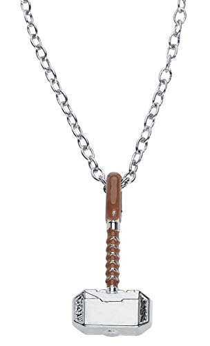 Official Marvel Thor Hammer Pendant Necklace, Unisex, Silver-plated