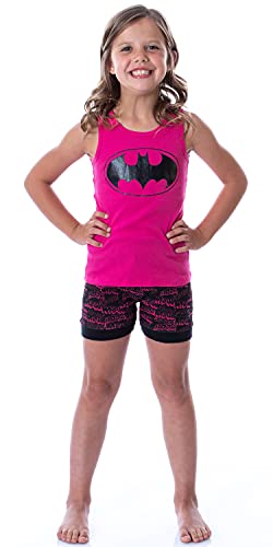 Batgirl Tank Pajama Set for Big Girls in Fuchsia