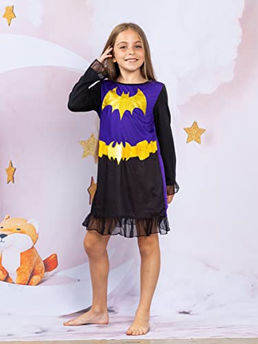Girls' BatDC Hero Long Sleeve Dorm Cape, Black/Purple