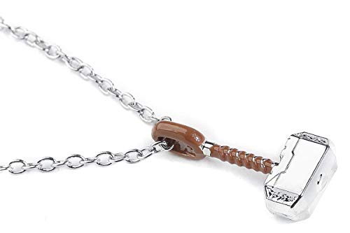 Official Marvel Thor Hammer Pendant Necklace, Unisex, Silver-plated