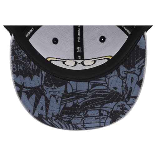 Adjustable Snapback Cap featuring DC Comics Batman in Black/Grey