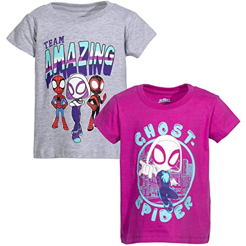Spider-Man & Friends Girls 2-Pack Tees Grey/Purple Size 6