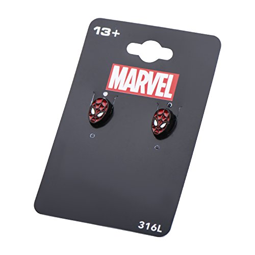 Marvel Spider Man Face Stud Earrings, Red, Hypoallergenic