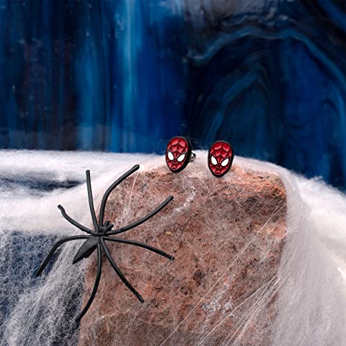 Marvel Spider Man Face Stud Earrings, Red, Hypoallergenic