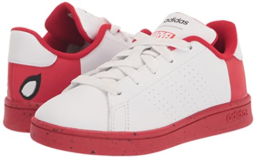adidas Kids Advantage Tennis Shoe, White/White/Better Scarlet (Spider-Man), 9 US Unisex Toddler