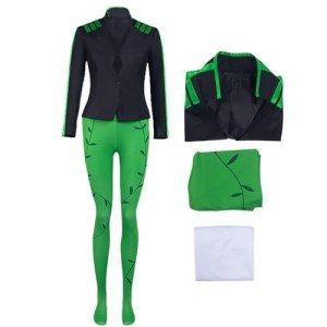 QENUIA Adult Harleen Quinzel Quin Poison Ivy Bodysuit Jacket Green Pants Shirt Cosplay Costume Suit