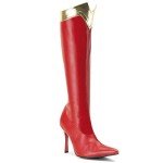 Funtasma by Pleaser Women's Wonder-130 Knee-High Boot,Red/Gold Str. Pu,10 M US
