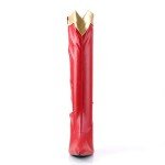 Funtasma by Pleaser Women's Wonder-130 Knee-High Boot,Red/Gold Str. Pu,10 M US
