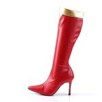 Funtasma by Pleaser Women's Wonder-130 Knee-High Boot,Red/Gold Str. Pu,10 M US