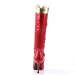 Funtasma by Pleaser Women's Wonder-130 Knee-High Boot,Red/Gold Str. Pu,10 M US