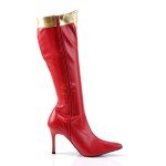 Funtasma by Pleaser Women's Wonder-130 Knee-High Boot,Red/Gold Str. Pu,10 M US