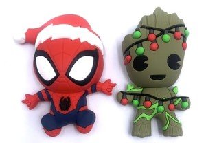 Monogram Marvel Comics Spider-Man with Santa Hat & Guardians of The Galaxy Christmas Lights Groot - 2 Piece 3D Foam Magnet Bundle - Magnet for School Locker, Office, Refrigerator