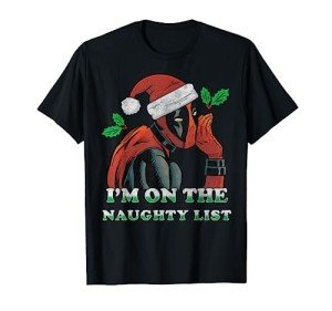 Marvel Deadpool Santa Secret Naughty List Christmas T-Shirt