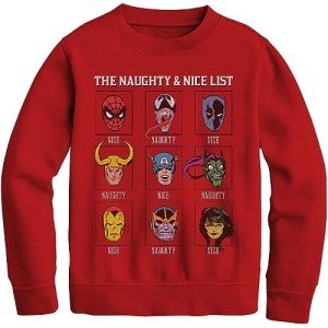 Marvel Boys' Santa's List Holiday Sweatshirt, Red (L)