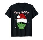Marvel Hulk Santa Hat Happy Holidays Portrait Christmas T-Shirt