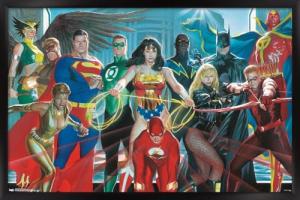 Trends International DC Comics - Justice League - Alex Ross - The Elite Wall Poster, 22.375" x 34", Black Framed Version