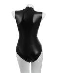 CR ROLECOS Womens Cutout Zipper Front Cat Suit Costume PU Leather One Piece Catwomen Bodysuit M