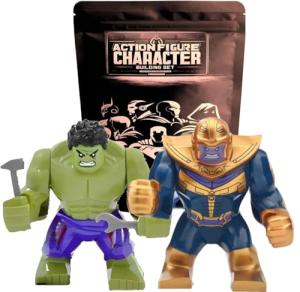 Large Action Figure Set - 2pcs | Compatible with Major Building Block Brands | Great Gift for Kids (HuIk vs. Than)