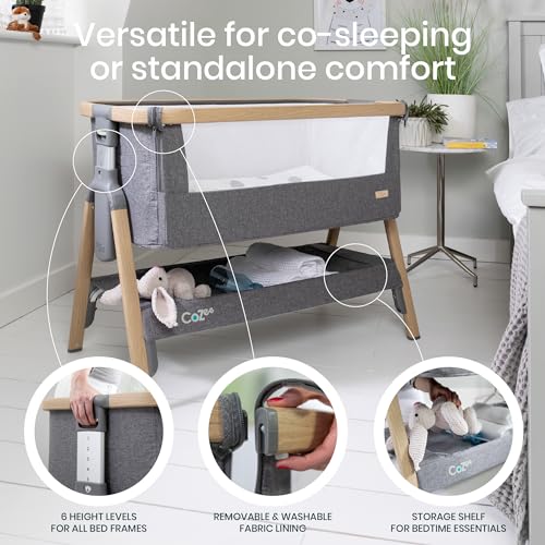 Tutti Bambini CoZee Next to Me Crib - Oak & Charcoal