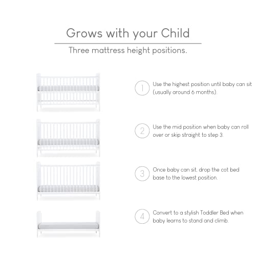 Juliet Wooden Convertible Baby Cot Bed - White
