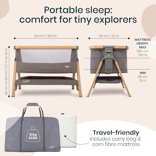 Tutti Bambini CoZee Next to Me Crib - Oak & Charcoal