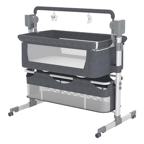 Adjustable Multifunctional Baby Bedside Crib with Bluetooth Music