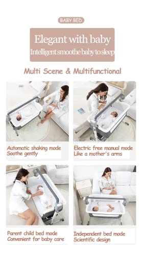 Adjustable Multifunctional Baby Bedside Crib with Bluetooth Music