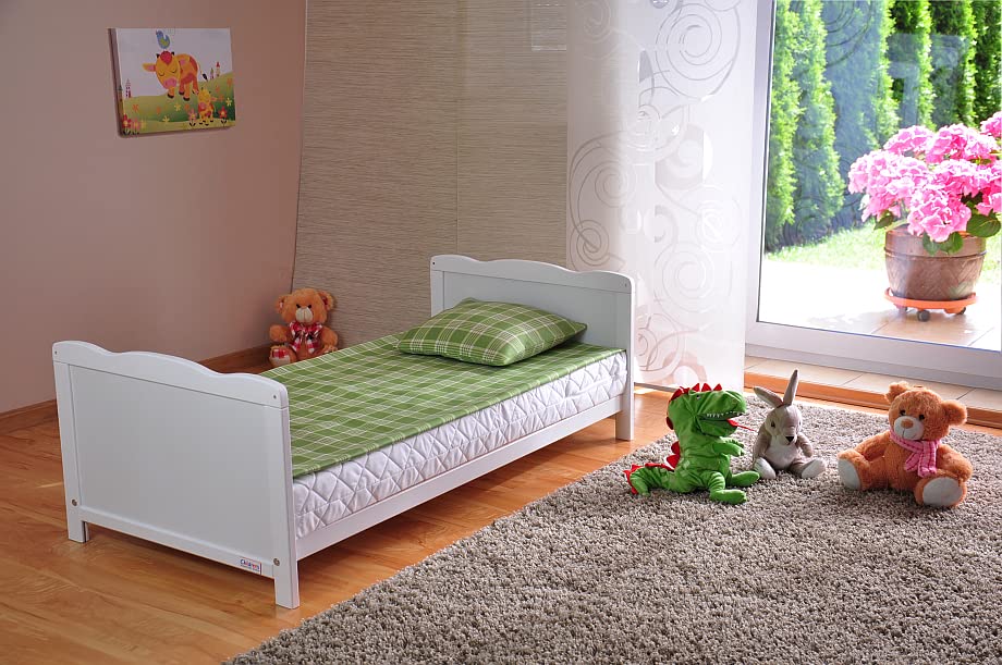 Convertible White Baby Cot Bed with Aloe Vera Mattress
