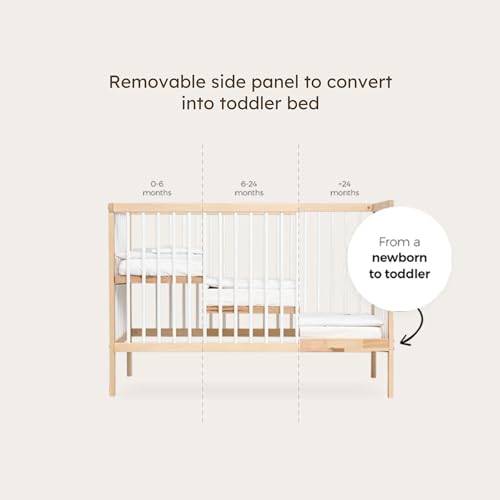 Mokee Mini Cot Bed with Adjustable Height & Toddler Bed Option
